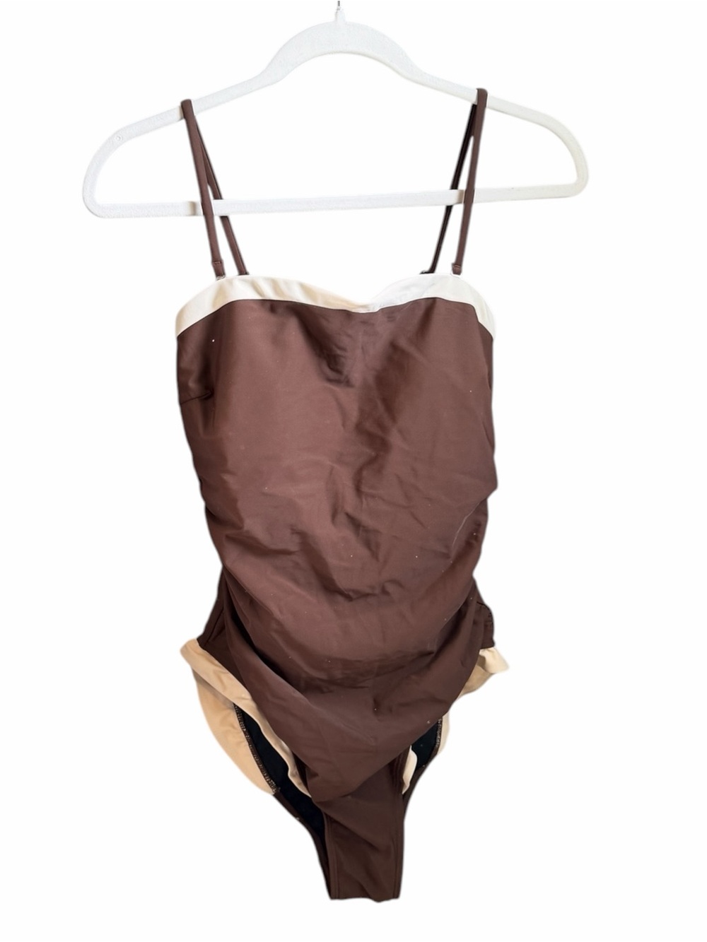 Brown and Cream One-Piece Swimsuit
